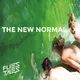 Drei Menschen tauchen gleichzeitig ihre Gesichter in grünes Wasser. Der Schriftzug „THE NEW NORMAL“ dominiert das Bild. Darunter das Logo „FLIESTALES“. Die Szene wirkt künstlerisch und leicht surreal.