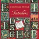 Farbenreich gestaltetes Buchcover von Cornelia Funkes „Tintenherz“. Auf rotem Grund sind verzierte Initialen mit Pflanzen, Tieren und Figuren angeordnet. In der Mitte befindet sich ein aufgeschlagenes Buch, rechts unten steht „Dressler“.